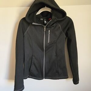 Spyder Jacket Womens Small Black Outdoors Embroidered Sweater Full Zip Hooded